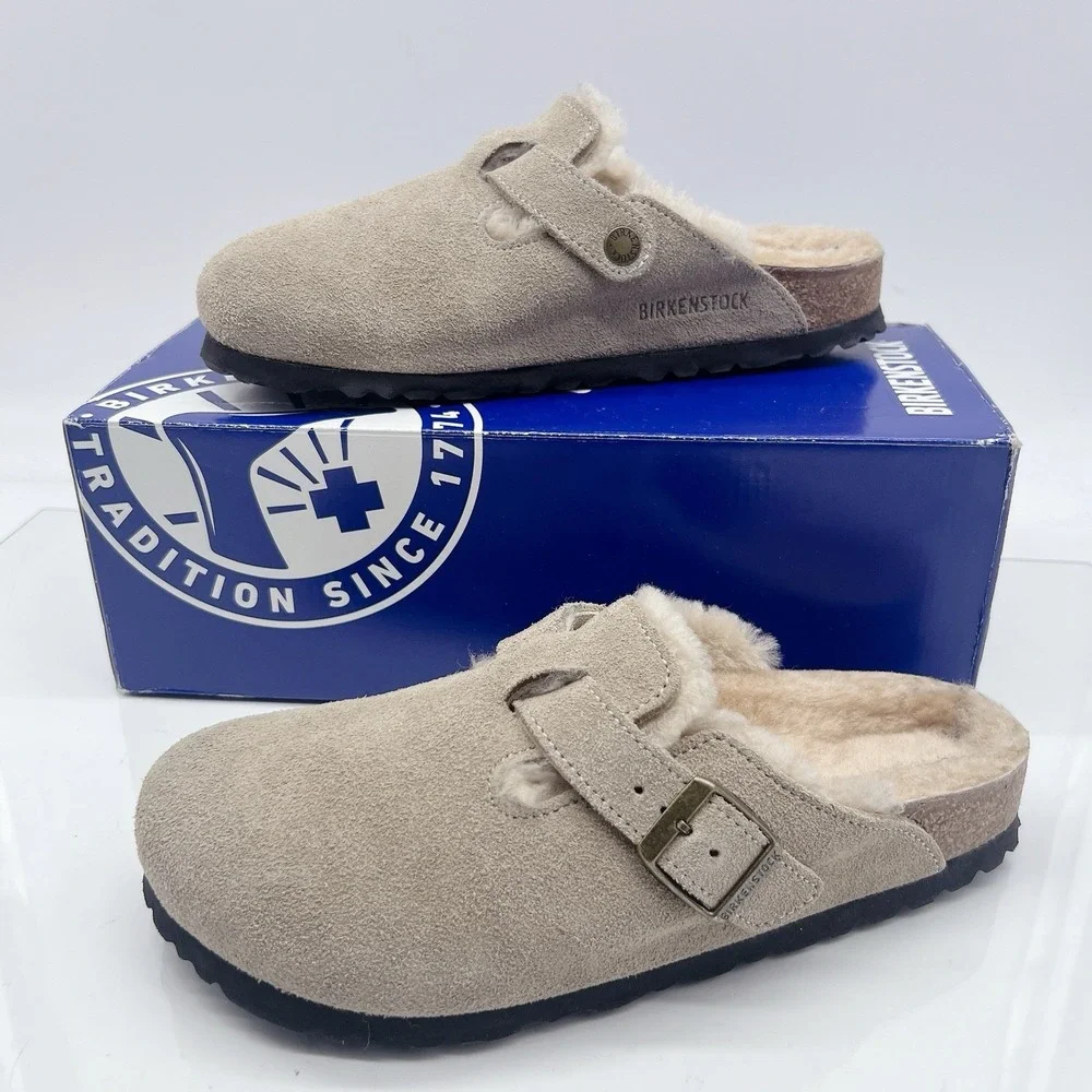 Birkenstock Boston Shearling Women's Clogs Slip On Comfort Gray Suede EU 38 US 7 - Picture 4 of 15